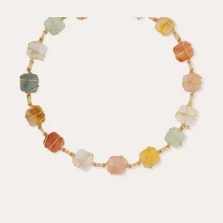 Collier Rainbow Square Multi petit modèle - Cornaline, Amazonite & Cristal de roche