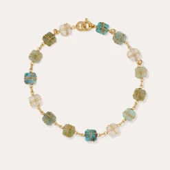Collier Rainbow Square Multi petit modèle - Turquoise, Vesonite, Amazonite & Cristal