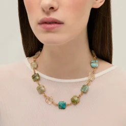 Collier Rainbow Square Multi petit modèle - Turquoise, Vesonite, Amazonite & Cristal
