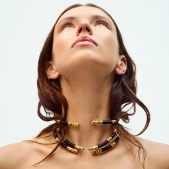 Collier Sari - Cuir & turquoise