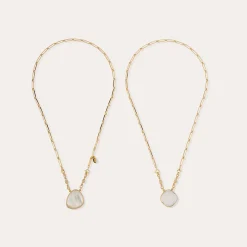 Collier Scapulaire Serti - Cristal & Nacre blanche