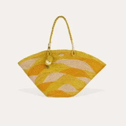 Sac panier Les Salins raphia - Moutarde