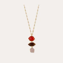 Sautoir Silenza - Calcite & Quartz rose