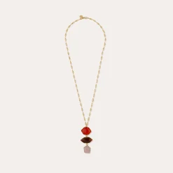 Sautoir Silenza - Calcite & Quartz rose